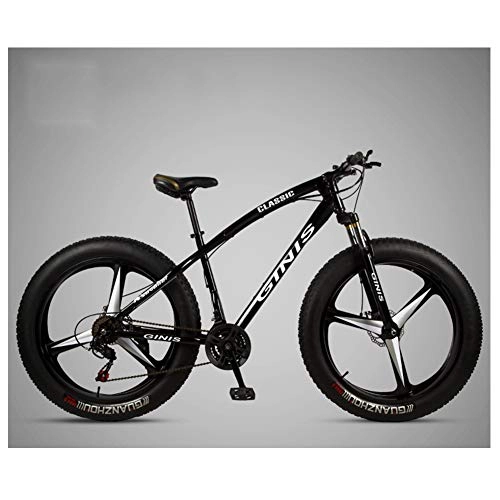 Fat Tire Mountainbike : NENGGE 26 Zoll Mountainbike, Rahmen aus Kohlenstoffstahl Hardtail MTB, Zwei Scheibenbremsen Fette Reifen Fahrrad, Damen Erwachsenen Fahrräder, Schwarz, 30 Speed 3 Spoke