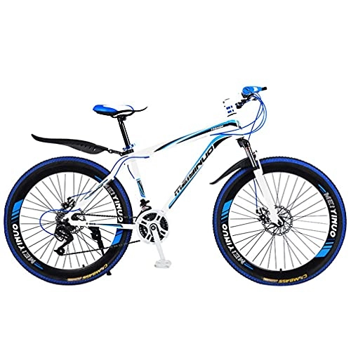 Fat Tire Mountainbike : NZKW 26-Zoll-Aluminiumlegierung 27-Gang 40-Speichen-Rad Mountain Dual-Scheibenbremse Stoßdämpfung Cross Country Bike mit Variabler Geschwindigkeit, weiß blau, 26 Zoll