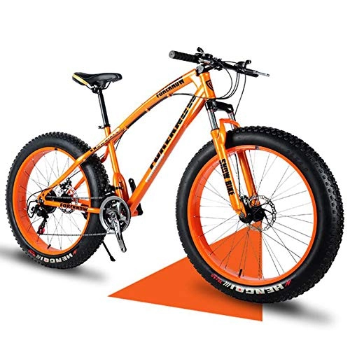 Fat Tire Mountainbike : QMMD 20 Zoll / 24 Zoll / 26 Zoll MTB, Hardtail Mountainbike, Kinder / Erwachsenen Fahrräder Rahmen aus Kohlenstoffstahl, Gabel-Federung 7-21-24-27-Gang Mountainbike, 20 inches orange, 27 Speed