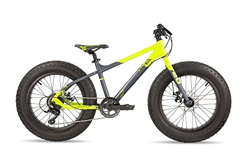 Fat Tire Mountainbike : S'COOL Kinder XTfat 20-9 Jugendfahrrad, Neon Yellow / Black Matt, 20 Zoll