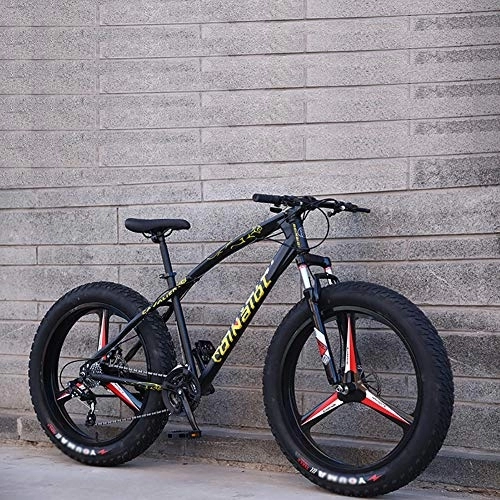 Fat Tire Mountainbike : TOPYL Dual-scheiben-Bremse Bike Mit Front-aufhängung Verstellbarer Sitz, 24 Zoll Mountainbike, Erwachsene Jungen Mädchen Fetter Reifen Weg MTB Black 3 Spoke 24", 24-Gang