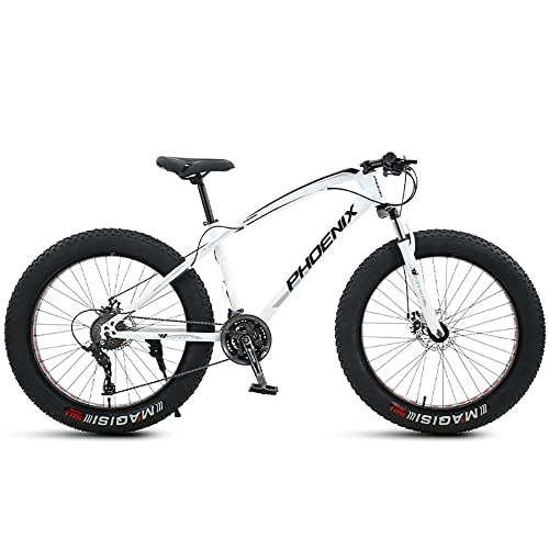 Fat Tire Mountainbike : Ultraleichtes 4, 0-Zoll-Mountainbike mit dicken Rädern, Fat Tire Mountain Trail-Fahrrad für Erwachsene, 21 / 24 / 27 / 30-Gang-Fahrrad, Rahmen aus Kohlenstoffstahl, vollgefedertes Fahrrad mit Doppelscheiben