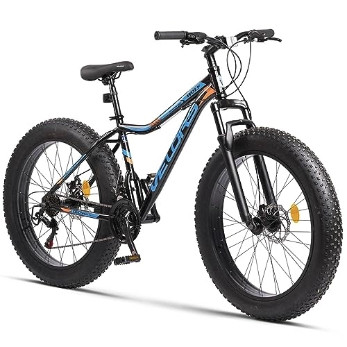 Fat Tire Mountainbike : Velors 26 Zoll Fatbike Mountainbike Shimano 21 Gang-Schaltung, 4.0 fette Reifen Fahrrad, Doppelscheibenbremsen, Fahrrad geeignet für Erwachsene, MTB, Männer und Frauen