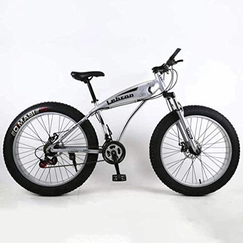 Fat Tire Mountainbike : WJSW Fat Tire Adult Mountainbike, leichte Rahmenräder aus kohlenstoffhaltigem Stahl, Beach Snowmobile Herrenfahrrad, Doppelscheibenbremse 26-Zoll-Räder