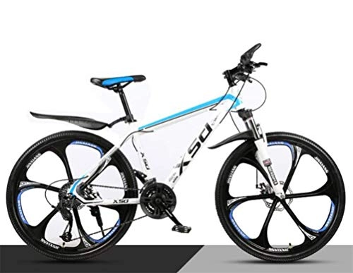Mountainbike : 26 Zoll City Road Fahrrad Mountainbike für Erwachsene, Commuter City Bike (Farbe: Weiß Blau, Größe: 21 Geschwindigkeit)