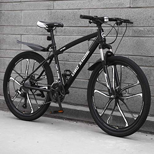 Mountainbike : Adult Mountainbike, Strandfahrrad mit hohem Kohlenstoffstahlrahmen, Doppelscheibenbremse Offroad-Snowbikes, 24-Zoll-Zehnmesser Mium Alloy Integrated Wheels