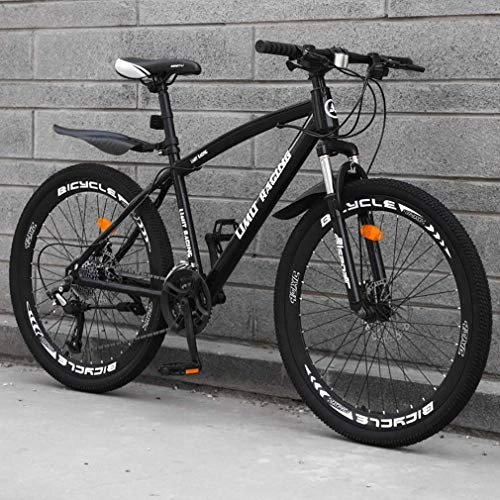 Mountainbike : AISHFP Adult Mountainbike, High-Carbon Stahlrahmen Strand Fahrrad, Doppelscheibenbremse Off-Road Schnee Bikes, Aluminium-Legierung 26 Zoll-Räder, Schwarz, 21 Speed
