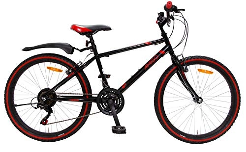 Mountainbike : Amigo Rock - Mountainbike für Jungen und Mädchen - 26 Zoll - Shimano 18-Gang - geeignet ab 150 cm - mit Handbremse, Scheibenbremse und fahrradständer - Schwarz / Rot