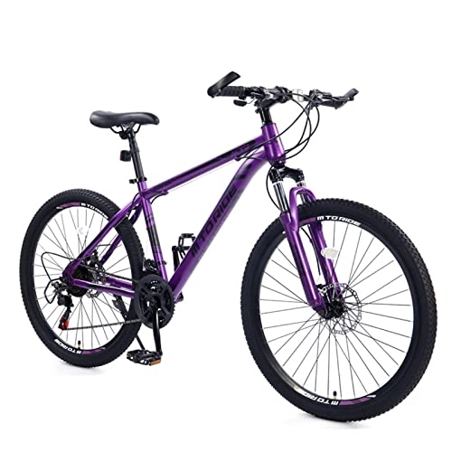 Mountainbike : AZXV Mountainbike volles Suspension Hoch-Kohlenstoffstahl-Fahrrad, 21 Geschwindigkeiten mechanische doppelte Disc-Bremsen Stoßdämpfendes Verschiebende MTB-Fahrrad, 26-Zol Purple