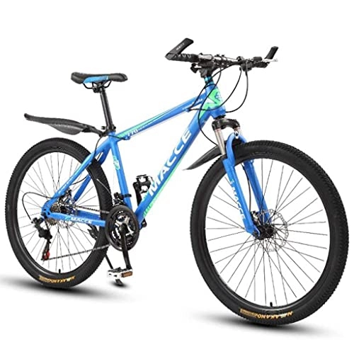 Mountainbike : BaiHogi Profi-Rennrad, Mountainbike, 26-Zoll-Frauen / Männer MTB Fahrräder Leichte Carbon-Stahlrahmen 21 / 24 / 27 Geschwindigkeiten Federung vorne / weiß / 27Speed (Color : Blue, Size : 21Speed)