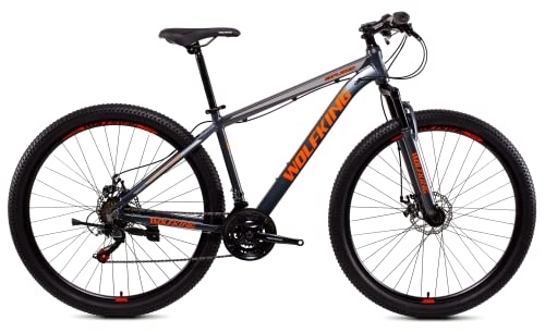 Mountainbike : Bicystar Unisex – Erwachsene Wolfking MTB 29" Grau / Orange Mountainbike