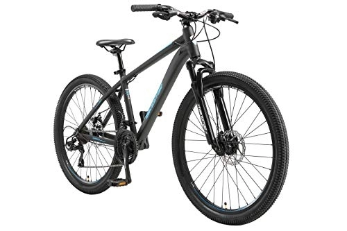 Mountainbike : BIKESTAR Hardtail Aluminium Mountainbike Shimano 21 Gang Schaltung, Scheibenbremse 26 Zoll Reifen | 16 Zoll Rahmen Alu MTB | Schwarz Blau