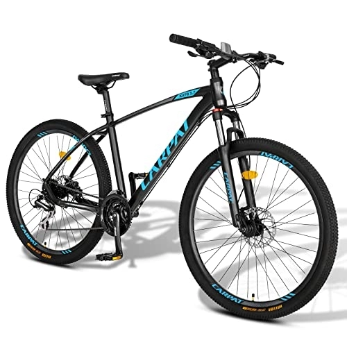 Mountainbike : CARPAT SPORT 27.5 Zoll Aluminium Mountainbike Shimano 24 Gang-Schaltung, hydraulische-Scheibenbremse, Fahrrad geeignet für Erwachsene, Alu MTB- Schwarz und blau