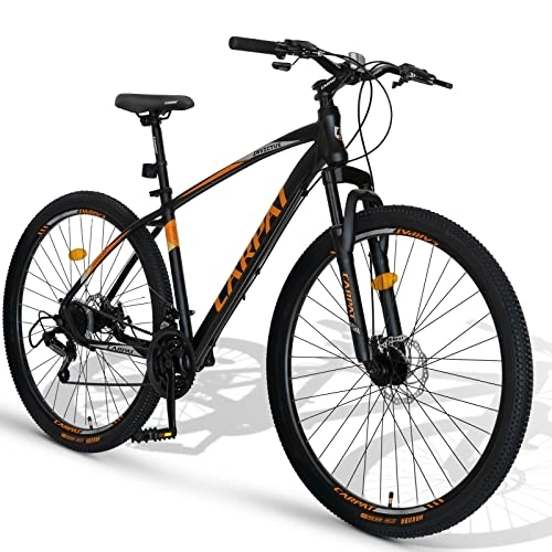 Mountainbike : Carpat Sport 27 Zoll Aluminium Mountainbike | Shimano 21 Gang-Schaltung, Doppelscheibenbremsen, Fahrrad geeignet für Erwachsene, Alu MTB, Männer und Frauen-Schwarz Orange