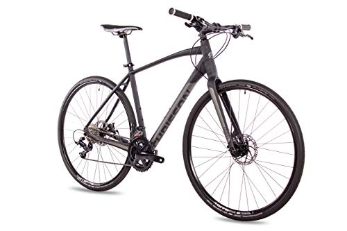 Mountainbike : CHRISSON 28 Zoll Gravel Bike Urban Two schwarz matt 52 cm, Urbanrad mit 18 Gang Shimano Sora Schaltung, Cross Rennrad für Damen und Herren