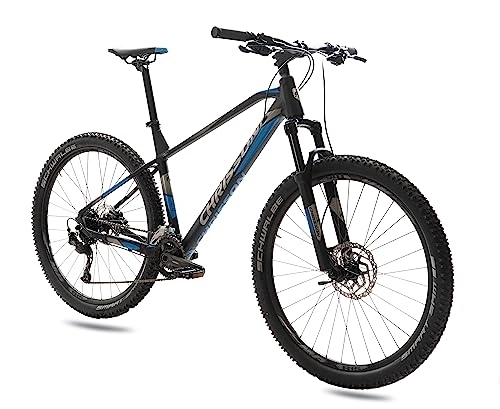 Mountainbike : CHRISSON 29 Zoll ALU Hardtail MTB Mountainbike ROANER mit 18 Gang Shimano ALIVIO 4000 13, 7kg schwarz blau 48cm