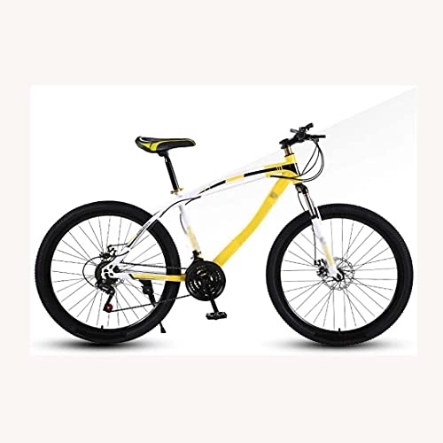 Mountainbike : COUYY Fahrräder Erwachsene Mountainbike 24 Zoll, 21 / 24 Geschwindigkeit mit Doppelscheibenbremse Hochkohlenstoffstahl Erwachsene MTB Hardtail mit Verstellbarer Sitzschüler, Gelb, 24 Speed