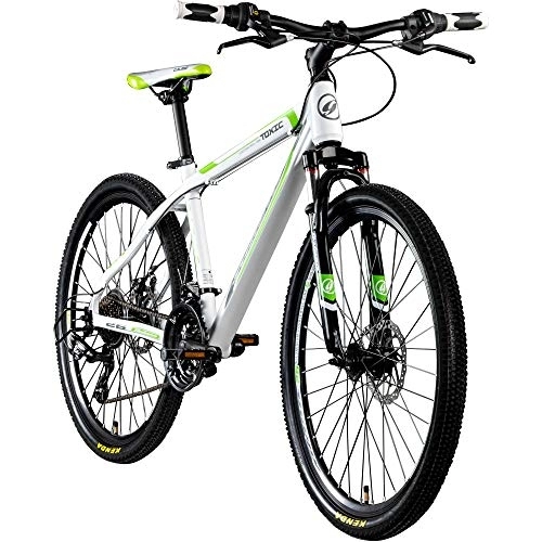 Mountainbike : Galano 26 Zoll Toxic Mountainbike Hardtail MTB Jugendmountainbike Jugendfahrrad (weiß / grün / schwarz, 36 cm)