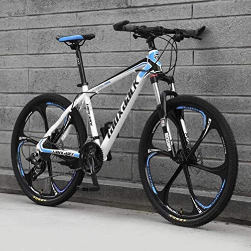 Mountainbike : High Carbon Steel Frame 26 Zoll Adult Mountainbike, Geländegeschwindigkeit Fahrrad (Farbe: Weiß Blau, Größe: 30 Geschwindigkeit)
