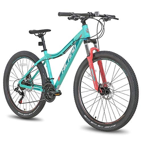 Mountainbike : Hiland 26 Zoll Mountainbike Aluminium Rahmen 24 Gang Dual Disc mit Lock-Out Federgabel für Frauen Damen Fahrrad MTB Mintgrün