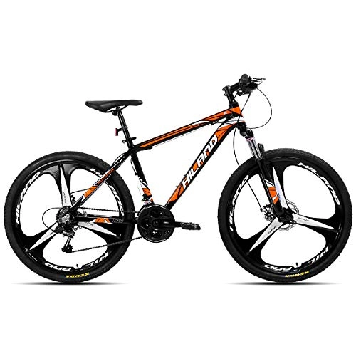 Mountainbike : Hiland 26 Zoll Mountainbike MTB Aluminium mit 17-Zoll-Rahmen Scheibenbremse 3-Speichen Schwarz&Orange