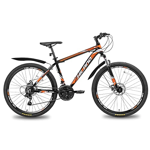 Mountainbike : Hiland 26 Zoll Mountainbike MTB mit 17 Zoll Aluminiumrahmen Scheibenbremse Speichenräder Multifunktionsfahrrad Orange