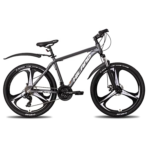 Mountainbike : Hiland Mountainbike aus Aluminium, 26 Zoll, 24 Gänge, mit Shimano-Scheibenbremse, 3 Speichenräder, Rahmengröße 16, 5 / 17 / 18 / 19, 5 MTB Fahrrad Jugendliche