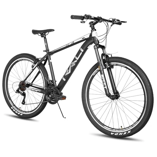 Mountainbike : HILAND RALI Tierra 27, 5 Zoll Hardtail-Mountainbike MTB Leichter Stahlrahmen 21-Gang V-Bremse Fahrrad MTB Geeignet für Damen und Herren Schwarz / Weiß