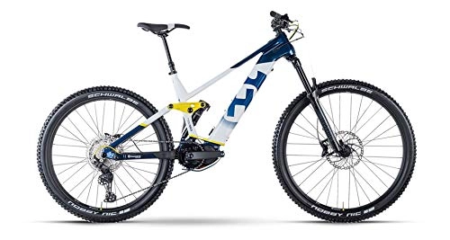 Mountainbike : Husqvarna Mountain Cross 5 Shimano Steps Fullsuspension Elektro Mountain Bike 2021 (40 cm, Blue / White / Yellow)
