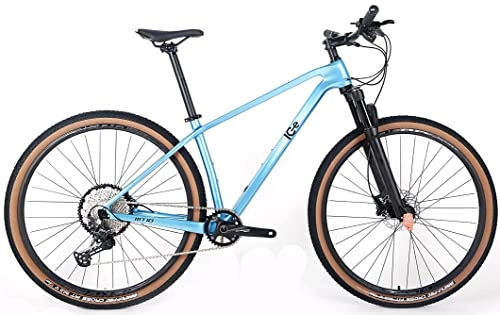Mountainbike : ICe MT10 Mountainbike, Rahmen aus Carbonfaser, 29 Zoll, 12 V (blau, 19 Zoll)