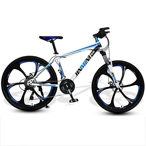 Mountainbike : Kays Mountainbike Mountain Bike, Männer / Frauen MTB Fahrräder, Carbon-Stahlrahmen, Vorderradaufhängung Und Doppelscheibenbremse, 26-Zoll-Räder Mag (Color : White+Blue, Size : 27 Speed)