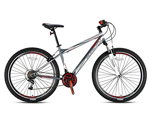Mountainbike : KRON Vortex 4.0 Mountainbike 27.5 Zoll | 21 Gang Shimano Schaltung mit V-Bremse | 16 Zoll Rahmen MTB Erwachsenen Jugend Fahrrad | Grau Rot