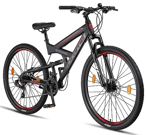 Mountainbike : Licorne Bike Strong 2D Premium Mountainbike in 29 Zoll - Fahrrad für Jungen, Mädchen, Damen und Herren - Scheibenbremse vorne und hinten - 21 Gang-Schaltung - Vollfederung