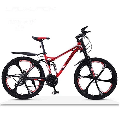 Mountainbike : LJLYL Mountainbike-Fahrrad für Erwachsene, Vollfederung, Rahmen aus hohem Kohlenstoffstahl, Doppelscheibenbremse, Aluminiumlegierungsräder, B, 26 inch 21 Speed