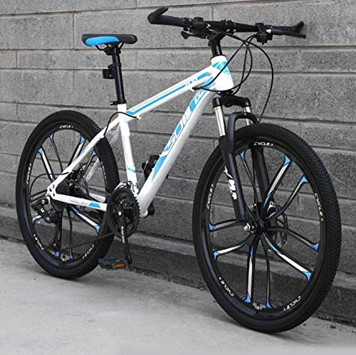 Mountainbike : LJLYL Mountainbike für Erwachsene, Rahmen aus Hardtail-MTB mit hohem Kohlenstoffstahlrahmen, stoßdämpfende Vorderradgabel, Doppelscheibenbremse, Aluminiumlegierungsräder, A, 26 inch 24 Speed