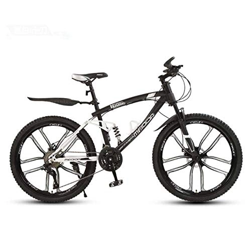 Mountainbike : LJLYL Vollgefedertes Mountainbike-Fahrrad, Rahmen aus hohem Kohlenstoffstahl, stoßdämpfende Vordergabel, Doppelscheibenbremse, C, 26 inch 24 Speed