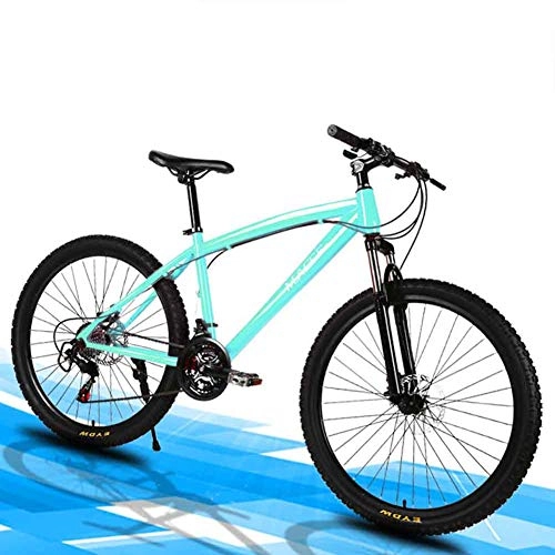 Mountainbike : LOISK 24 Zoll Freizeitradfahren Mountainbikes Leichte Rennrad Doppelscheibenbremse Rahmen aus kohlenstoffhaltigem Stahl Gabel Stoßdämpfung Unisex, Grün, 27 Speed