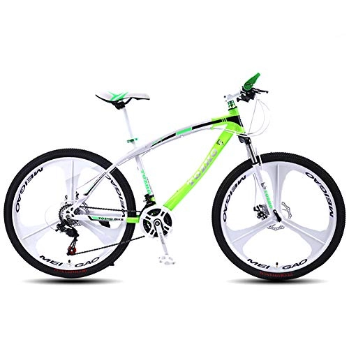 Mountainbike : LOISK 26 Zoll 21 / 24 / 27 Gang MTB, Freizeitradfahren Rennrad Fitness im Freien Doppelscheibenbremse Rahmen aus kohlenstoffhaltigem Stahl Gabel, Grün, 27 Speed