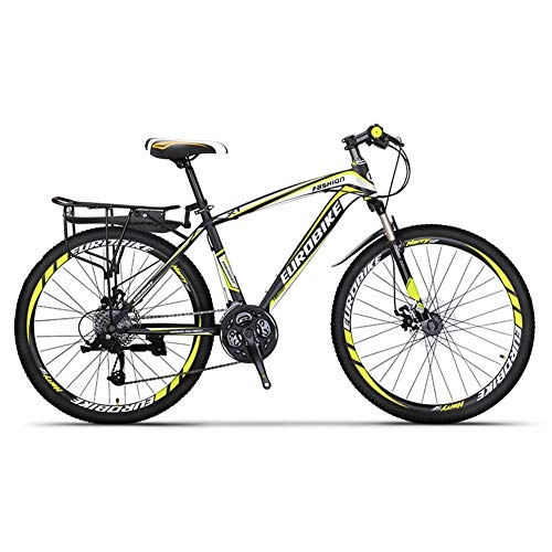 Mountainbike : LOISK 27.5 Zoll Carbon Steel Mountainbike Shimanos 21 Speed Fahrrad Vollfederung MTB Mountainbikes mit Scheibenbremse für Männer Frauen Erwachsene Mountainbike, Black Yellow