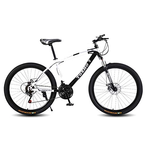Mountainbike : LOISK Mountainbikes 26 inch Outroad Mountainbike MTB Fahrräder mit Vollfederung aus Kohlenstoffstahl Speichenrad Doppelscheibenbremsen, Schwarz, 27 Speed