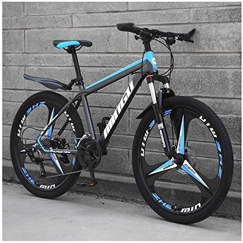 Mountainbike : Lyyy 24-Zoll-Mountainbikes, Mens-Frauen-Carbon Steel Fahrrad, 30-Gang-Schaltung All Terrain Mountain Bike mit Doppelscheibenbremse YCHAOYUE (Color : 21 Speed, Size : Cyan 3 Spoke)