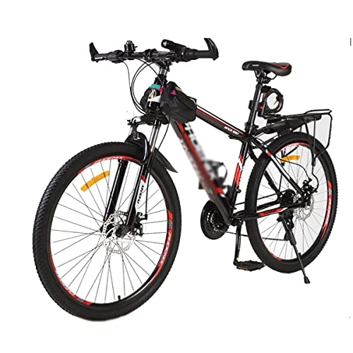 Mountainbike : LZZB Mountainbike 24-Gang-Carbonstahlrahmen 26 Zoll 3-Speichen-Räder Doppelscheibenbremse Fahrrad Geeignet für Männer und Frauen Radsportbegeisterte / Rot / 24-Gang