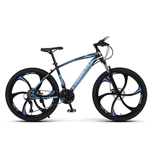 Mountainbike : LZZB Mountainbike Carbon Stahlrahmen 26 Zoll Räder 21 / 24 / 27 Speed ​​Shifter Doppelscheibenbremsen Vorderradaufhängung Fahrrad für Erwachsene Herren Damen / Blau / 27 Speed