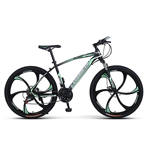 Mountainbike : LZZB Mountainbike Carbon Stahlrahmen 26 Zoll Räder 21 / 24 / 27 Speed ​​Shifter Dual Scheibenbremsen Vorderradaufhängung Fahrrad für Erwachsene Herren Damen / Grün / 27 Speed