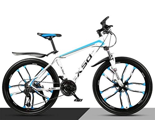 Mountainbike : Mens Dual Suspension Mountainbikes, 26 Zoll Commuter City Fahrrad für Erwachsene (Farbe: Weiß Blau, Größe: 30 Geschwindigkeit)
