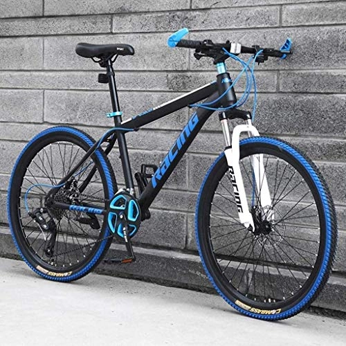 Mountainbike : MJY 26-Zoll-Mountainbikes, Herren-Doppelradbremsen-Mountainbike, verstellbarer Fahrradsitz, Rahmen aus kohlenstoffhaltigem Stahl, 21 / 24 / 27 Geschwindigkeit, Speichenreifen 6-6, 21