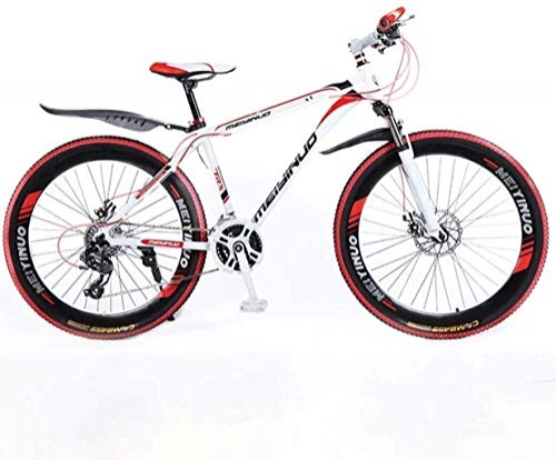 Mountainbike : MJY 26In 24-Gang-Mountainbike für Erwachsene, Leichtbau-Aluminiumrahmen-Vollrahmen, Herrenrad mit Vorderradfederung, Scheibenbremse 6-20, rot, B.