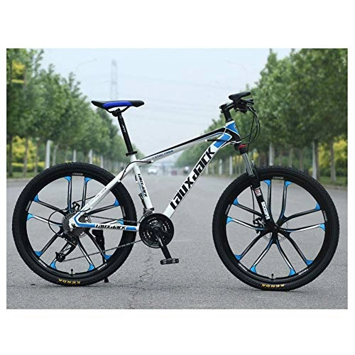 Mountainbike : Mnjin Outdoor-Sport Unisex 27-Gang-Mountainbike mit Vorderradaufhängung, 17-Zoll-Rahmen, 26-Zoll-10-Speichen-Räder mit Doppelscheibenbremsen, Blau