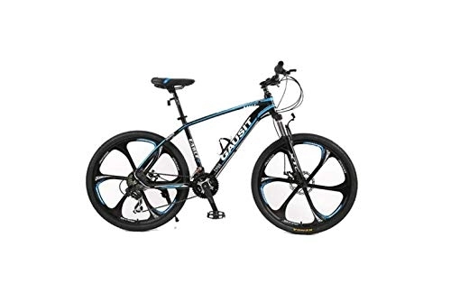 Mountainbike : Mountain Bike, Mountainbike Unisex Hardtail Mountainbike 24 / 27 / 30 Geschwindigkeiten 26 Zoll 6-Speichen-Räder Aluminiumrahmen-Fahrrad mit Scheibenbremsen und Federgabel, blau, 24-Ga