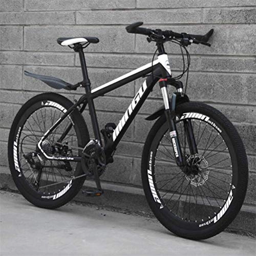 Mountainbike : Mountain Klapprad Kohlenstoffstahl Doppel Stoßdämpfer Fahrrad 26 Zoll (Farbe: Schwarz Weiß, Größe: 30 Geschwindigkeit)